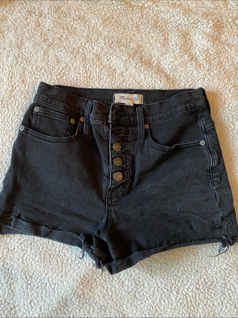 Madewell Black High-Rise Button-Fly Jean Shorts